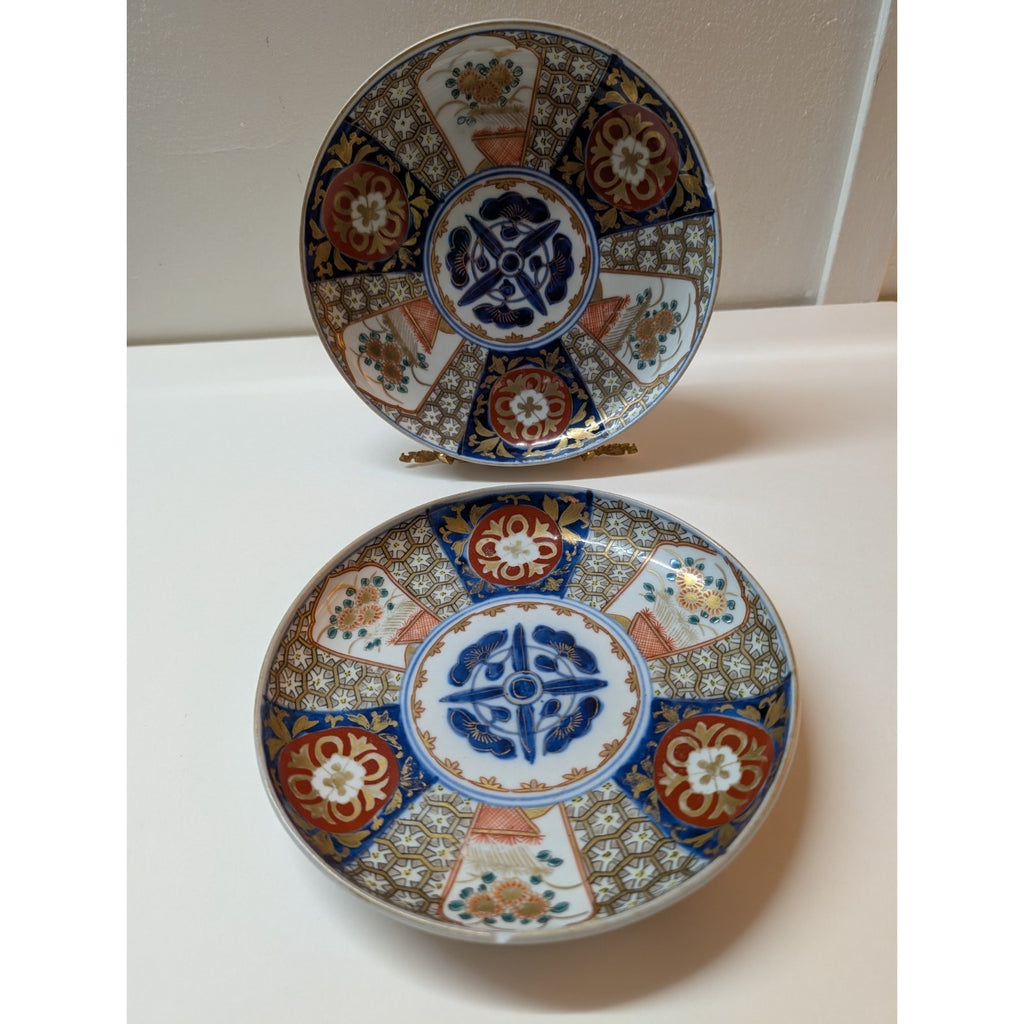 Japanese IMARI Porcelain Plate 7" Arita Hand Painted Pair