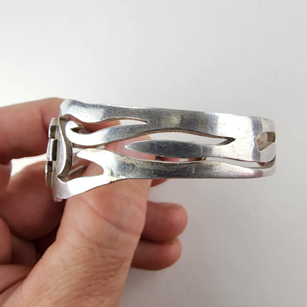 7" Harley Davidson Motorcycles Tribal Cuff Bracelet Sterling Silver 925 Vintage