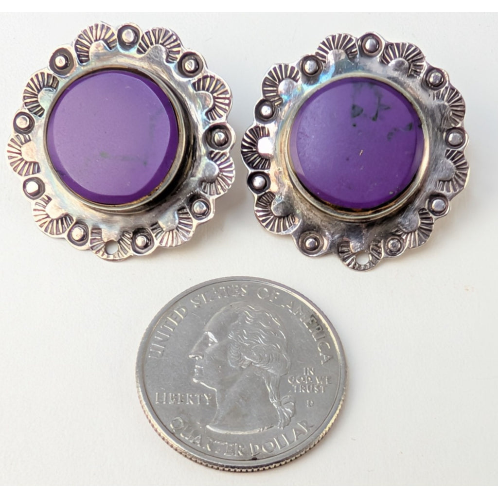 Purple Phosphosiderite Taxco Sterling Silver 925 Earrings Mexico