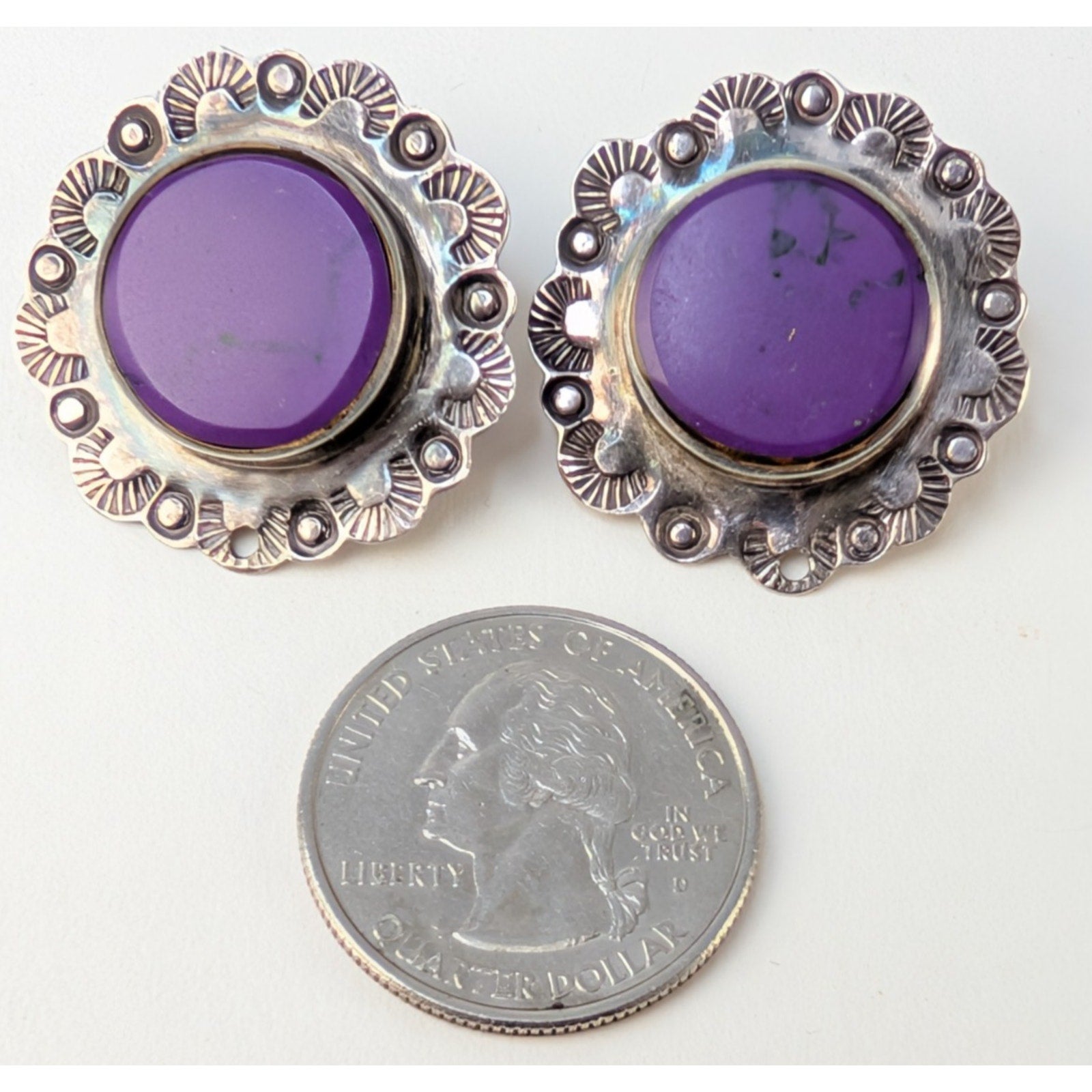 Purple Phosphosiderite Taxco Sterling Silver 925 Earrings Mexico