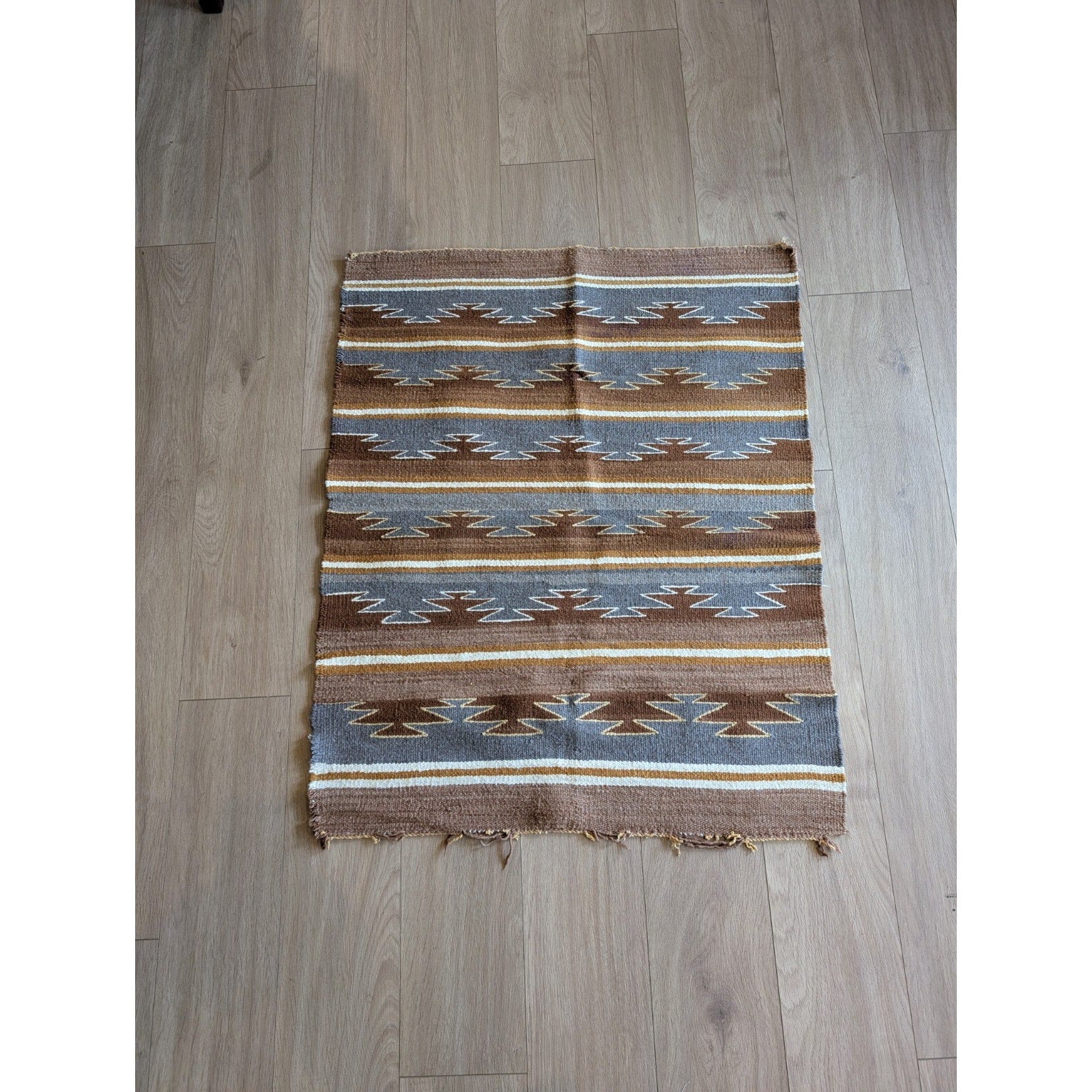 Vintage NAVAJO Handmade Weaving Blanket Wall Hanging Rug 42" x 35"