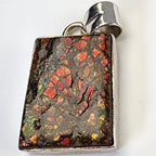 Canadian Ammolite Sterling SIlver 925 Bar Pendant