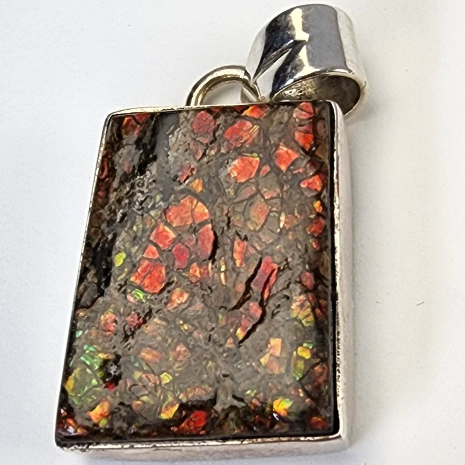Canadian Ammolite Sterling SIlver 925 Bar Pendant