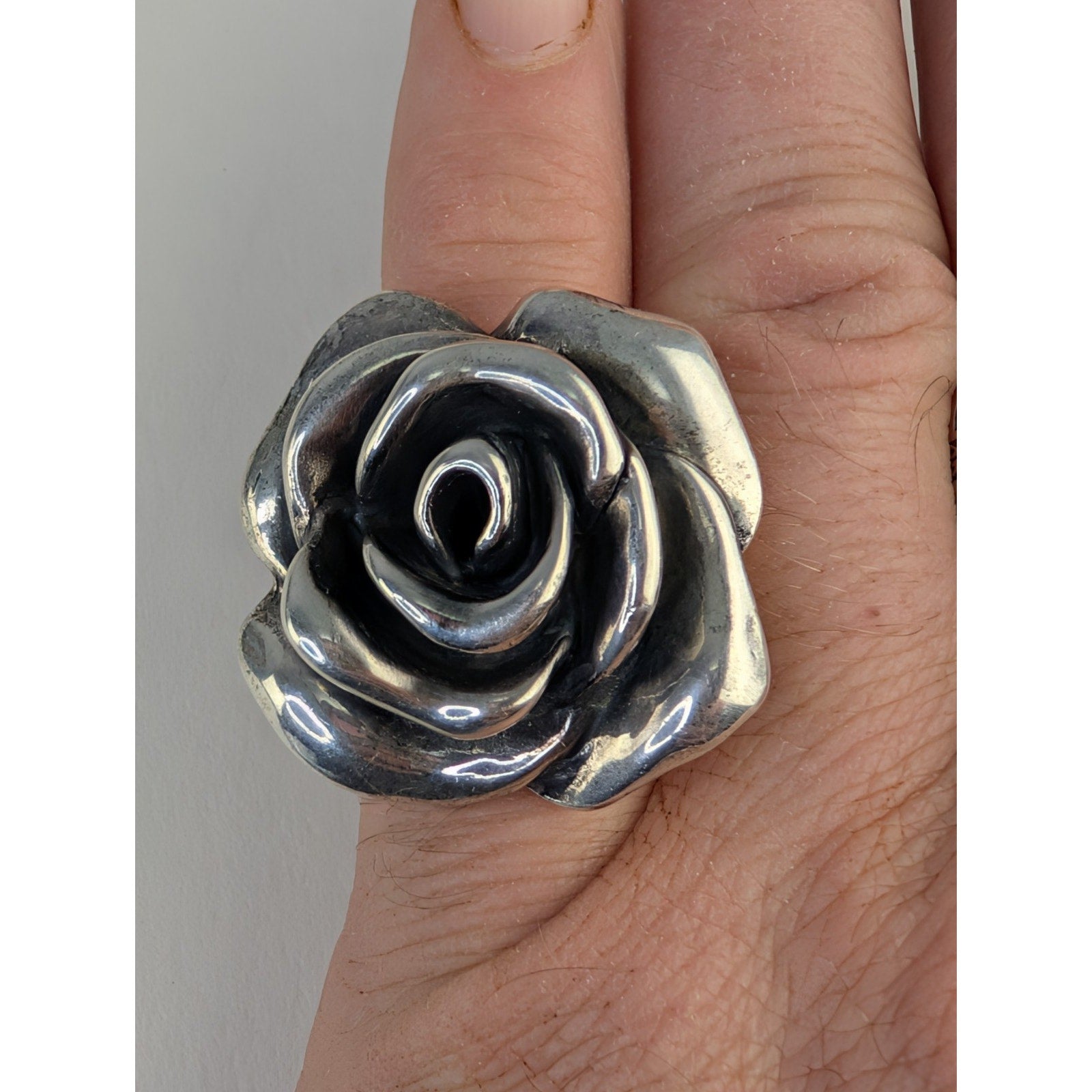 Electroform Flower Rose Sterling Silver 925 Designer Ring Size 7 1/4