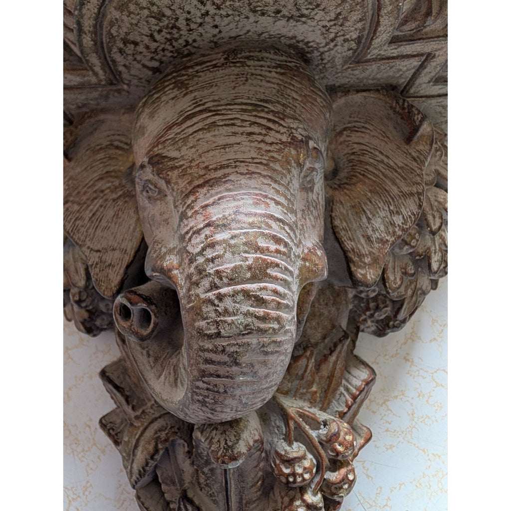 Gilt Elephant Wall Sconce Shelf MCM Home Decoration