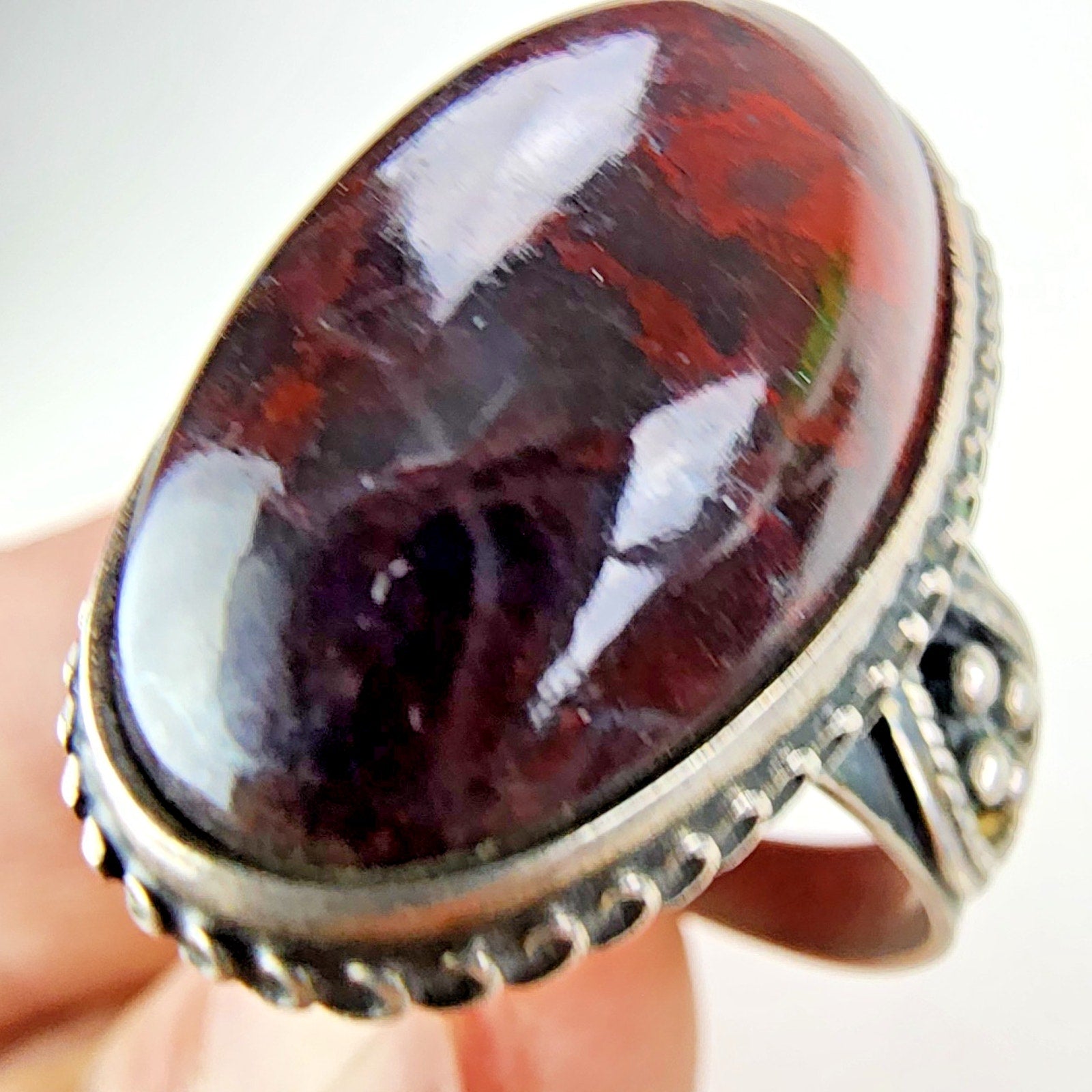 Baltic Amber Russian Beaded Ring Size 12 Sterling Silver 875 Vintage