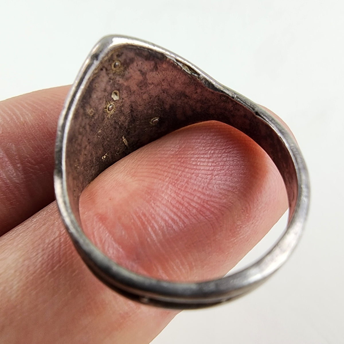 Coral & Turquoise Stamped Native Ring Size 11 1/4 Sterling Silver 925 Vintage
