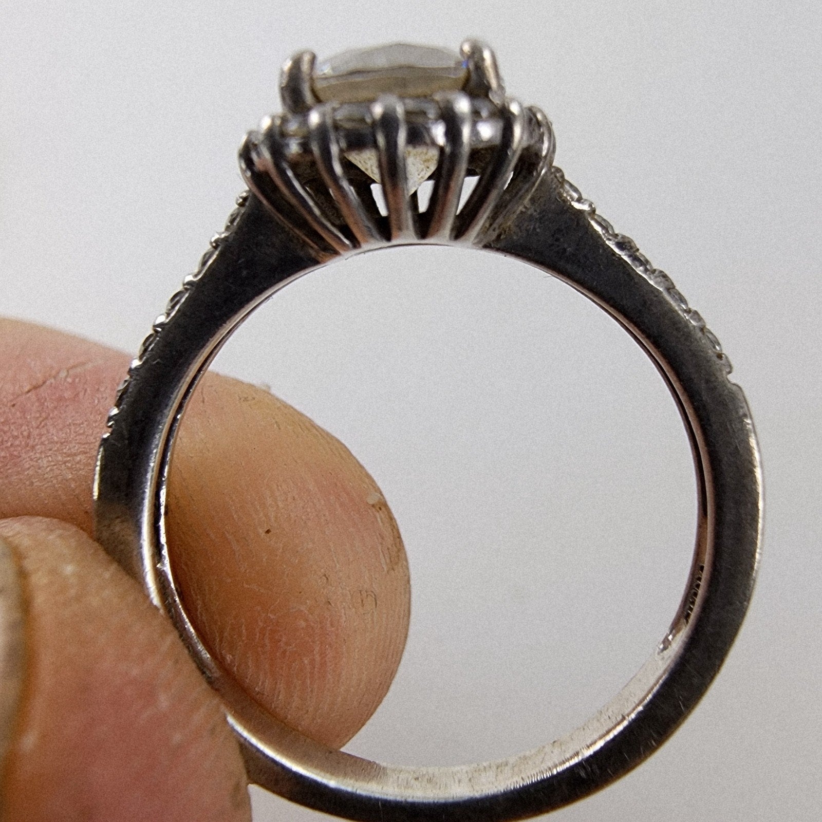 Halo Cocktail Ring Size 8 Sterling Silver 925 Vintage Cluster Band