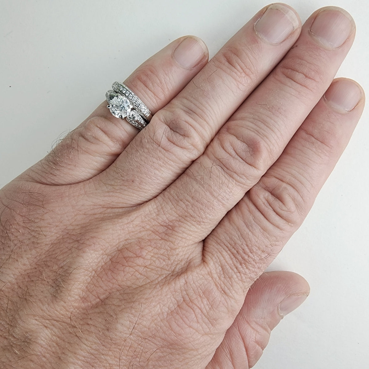 Vintage .900 Platinum Natural Diamond Wedding Set 1.00ct Center Stone 8.2g