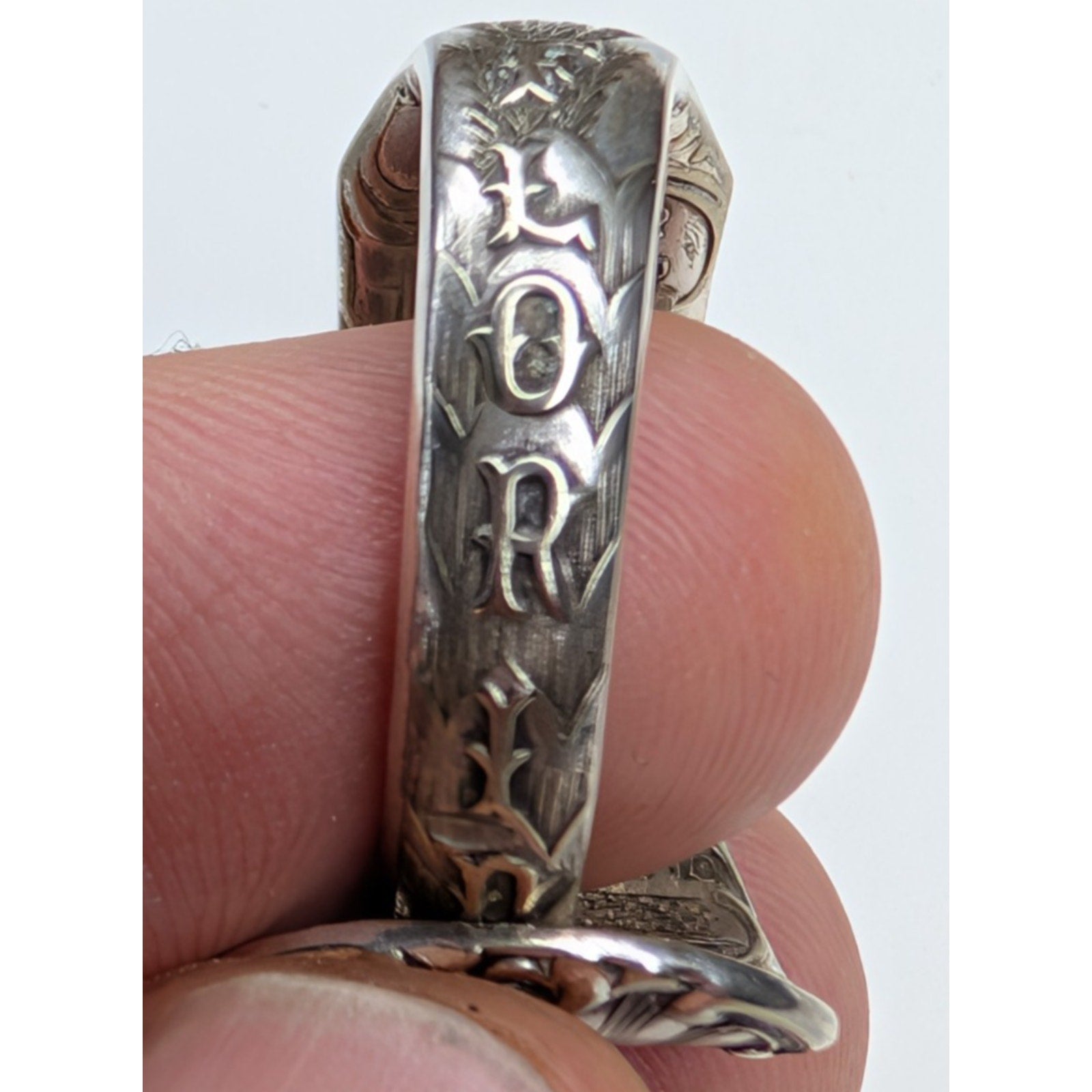 St Augustine Florida Souvenir Sterling Silver 925 Spoon Ring Size 13 1/2 Vintage