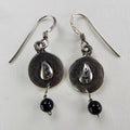 Beaded Dangle Shield Earrings Sterling Silver 925 Vintage