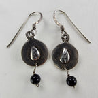 Beaded Dangle Shield Earrings Sterling Silver 925 Vintage