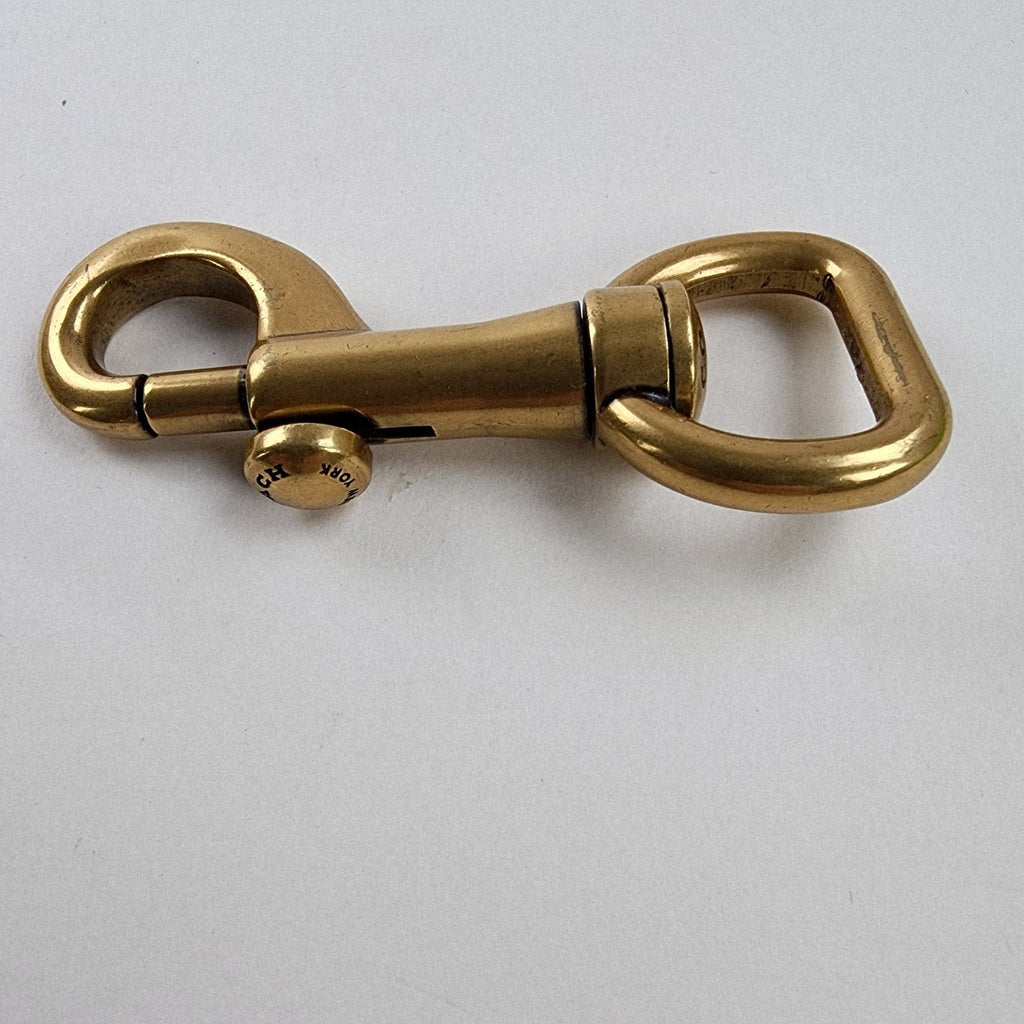 Coach Logo Brand Brass Spring Hook Keychain Fob