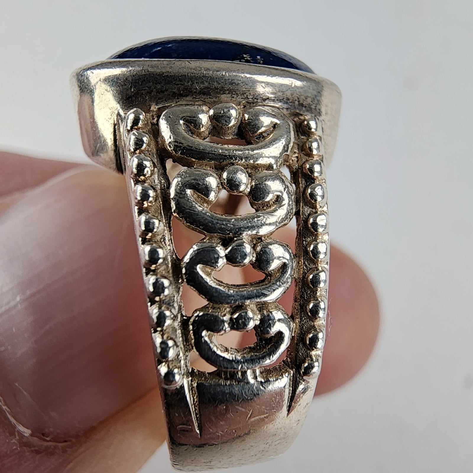 Lapis Lazuli Cabochon Ring Size 7 Sterling Silver 925 Vintage