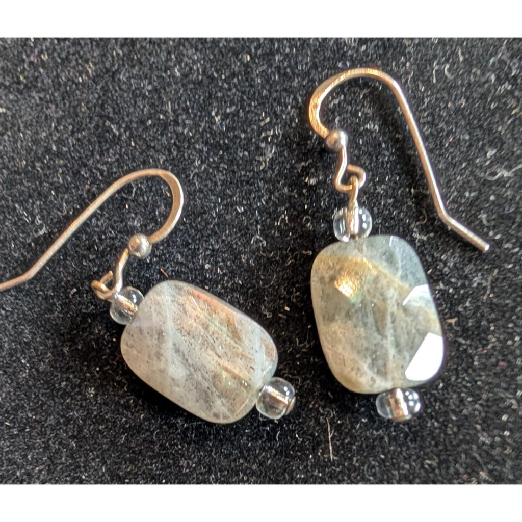 Vintage Labradorite Sterling Silver 925 Dangle Earrings