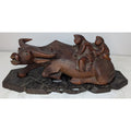 Chinese Water Buffalo Hand Carved Statue w/ Stand Antique Republic Period