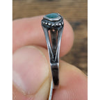 Vintage Green Sparkle Enamel Heart Sterling Silver 925 Ring Size 6