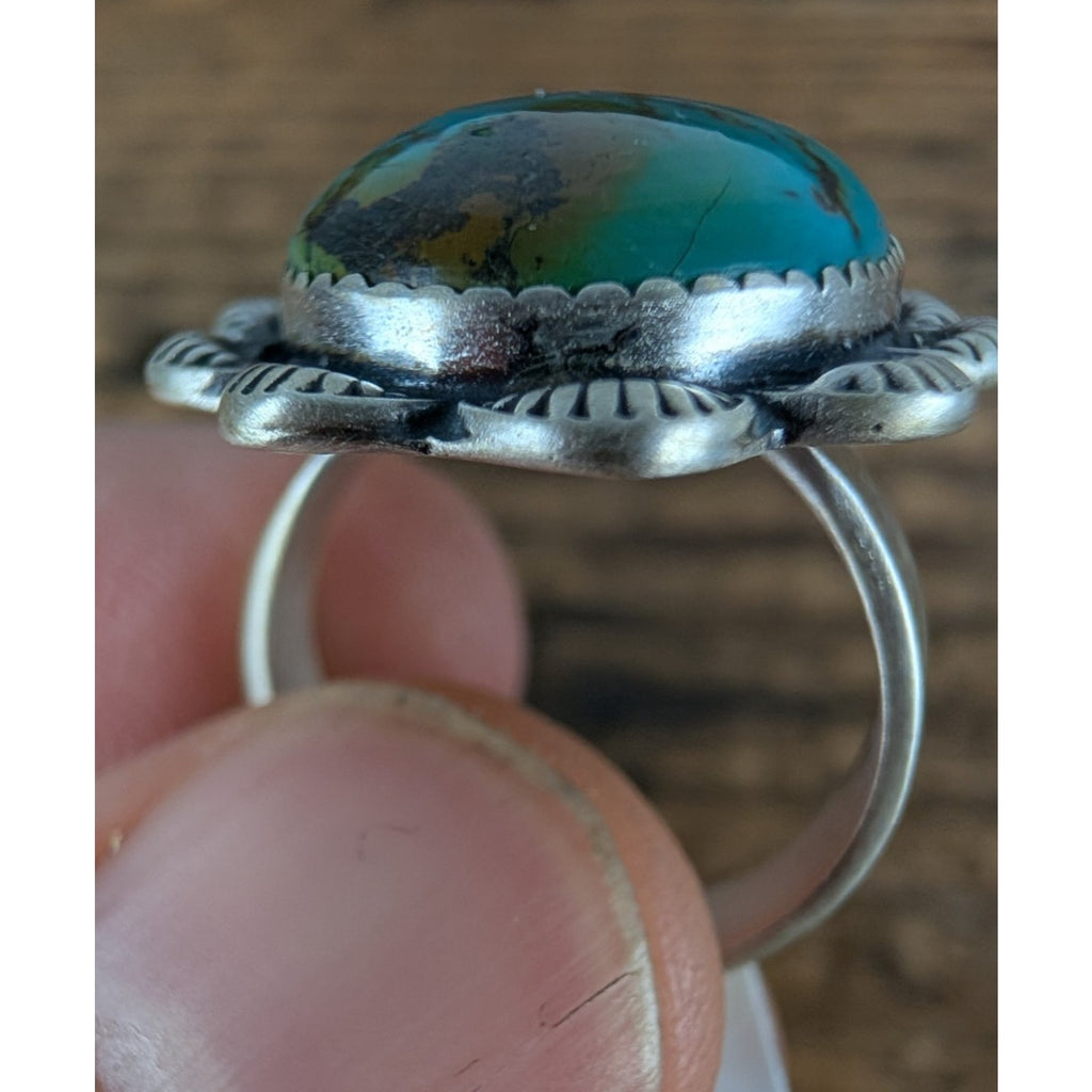 Southwestern Turquoise Sterling Silver 925 Ring Adjustable Size 6 to 11 New