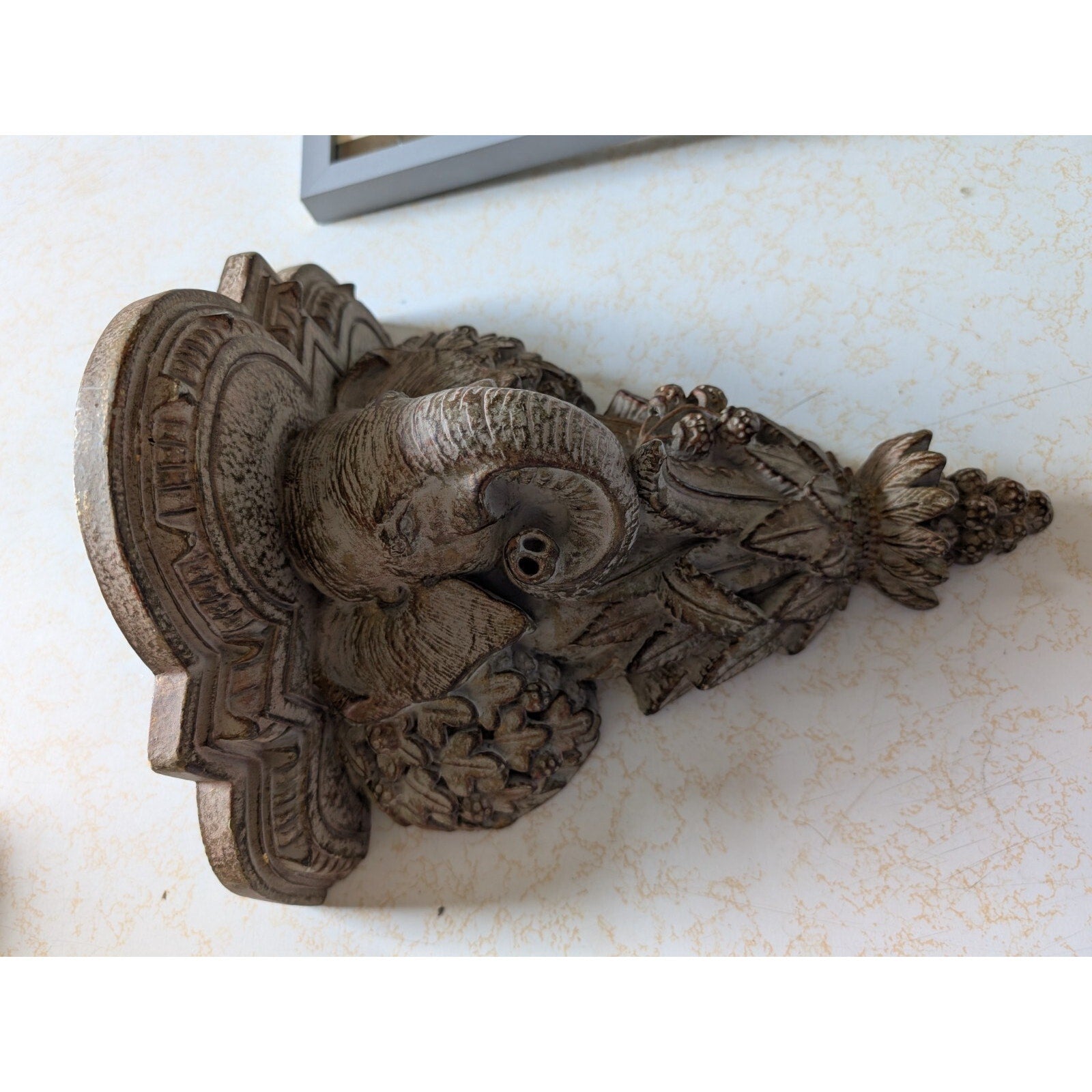 Gilt Elephant Wall Sconce Shelf MCM Home Decoration