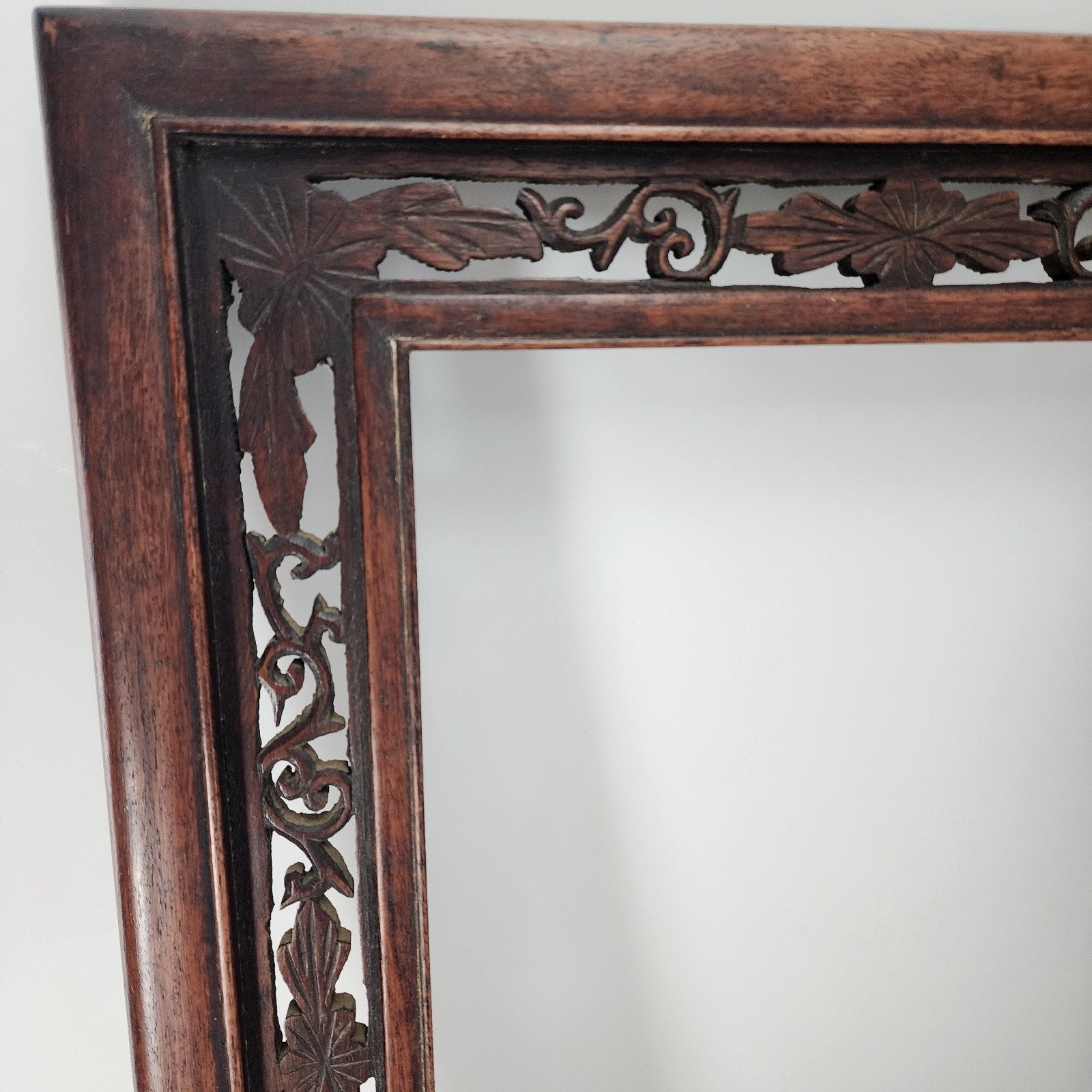 19th C Qing Chinese Painting Frame Hongmu Red Hardwood Openwork Screen Panel