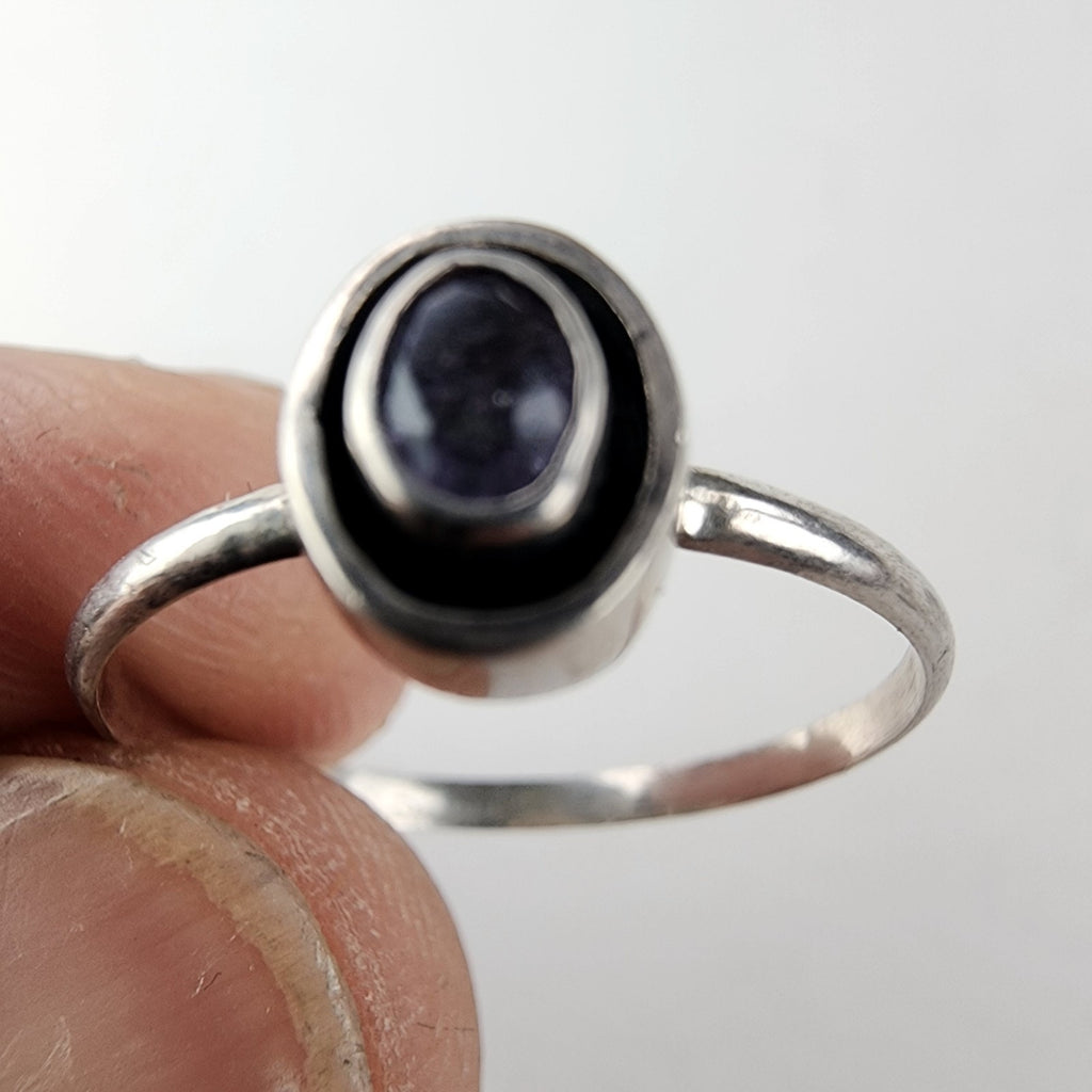 Amethyst Shadowbox Ring Size 9 Sterling Silver 925 Vintage