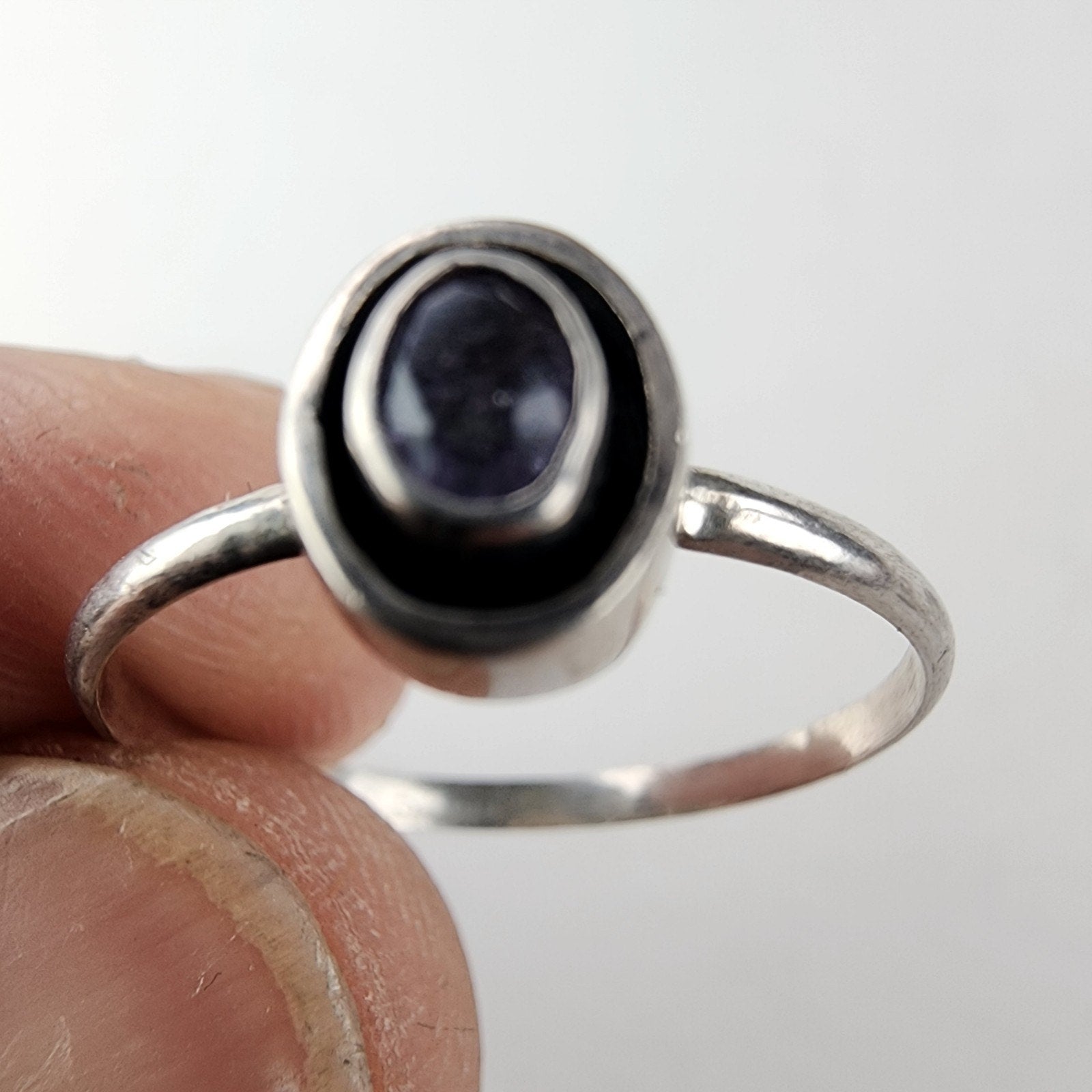 Amethyst Shadowbox Ring Size 9 Sterling Silver 925 Vintage