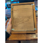 Framed MOUNTAON GOAT Wood Burning Painting Hand Carved
