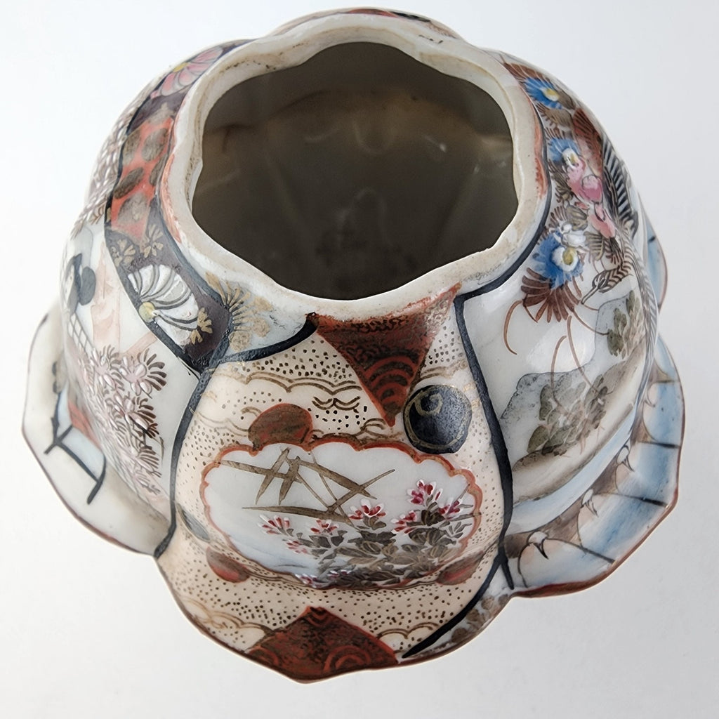 Meiji Period Japanese Imari Porcelain Hair Jar Receptacle Vintage