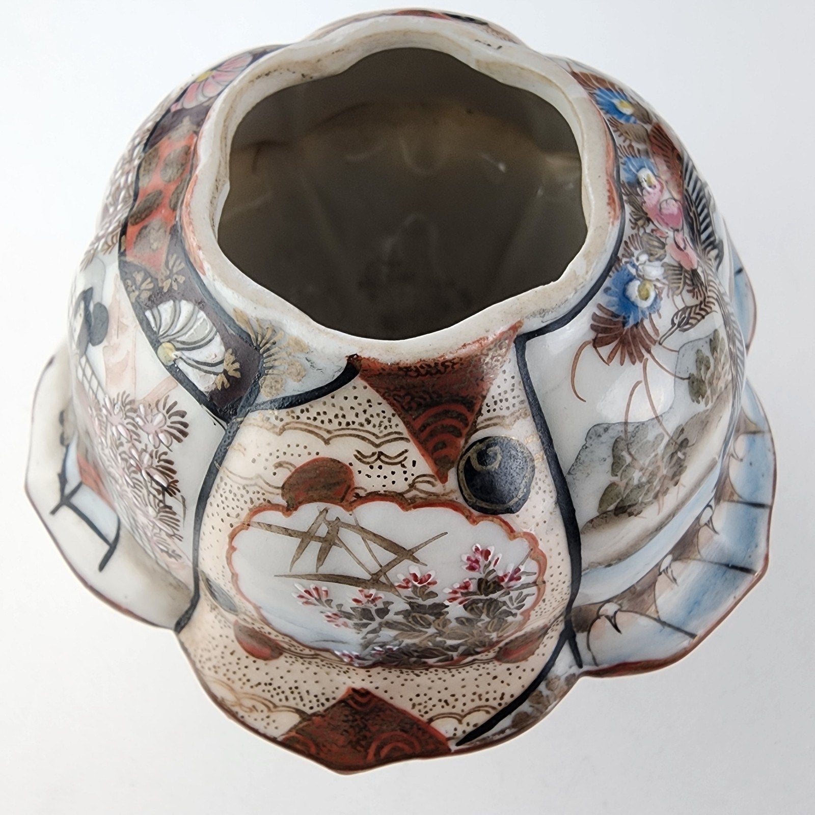 Meiji Period Japanese Imari Porcelain Hair Jar Receptacle Vintage