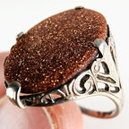 Anitque Victorian Druzy Filigree Ring Size 6 3/4 in Sterling Silver 925